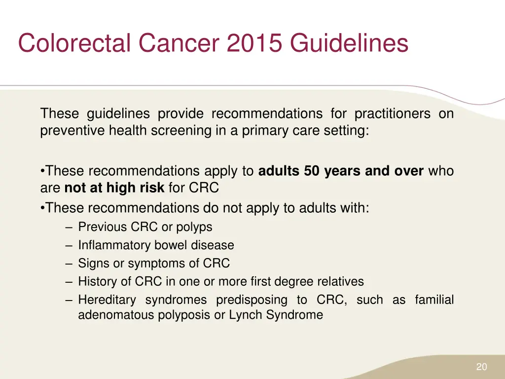 colorectal cancer 2015 guidelines