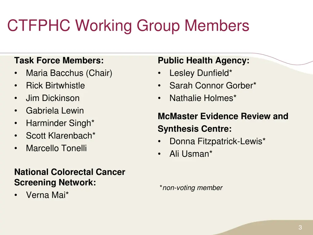 ctfphc working group members