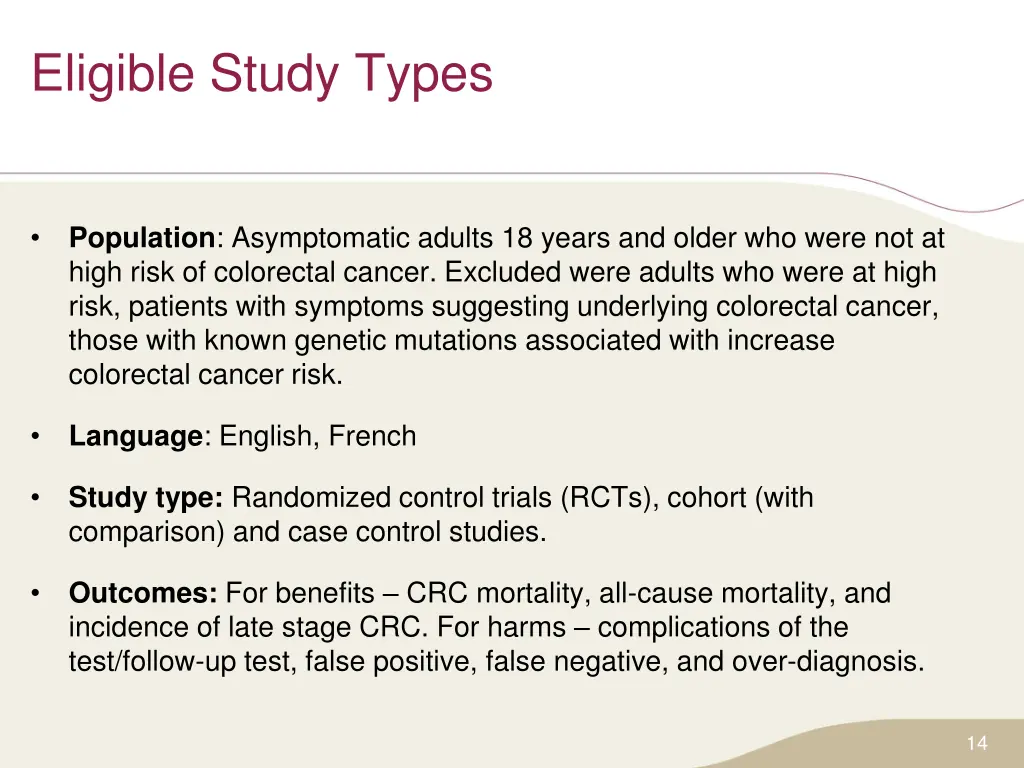 eligible study types