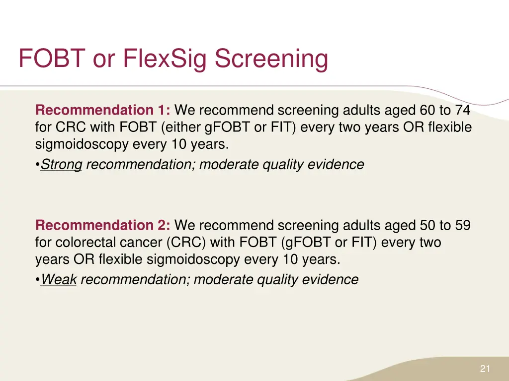 fobt or flexsig screening