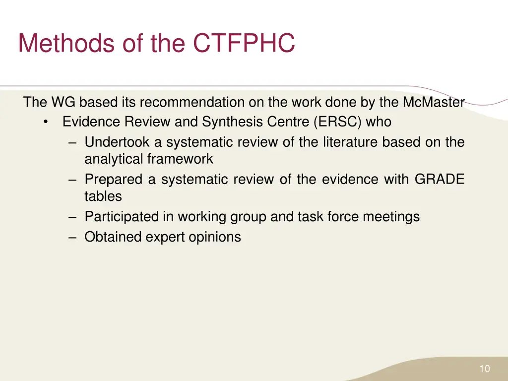 methods of the ctfphc 1