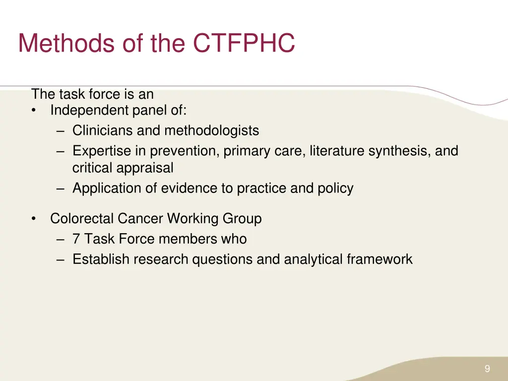 methods of the ctfphc