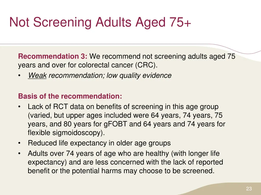 not screening adults aged 75