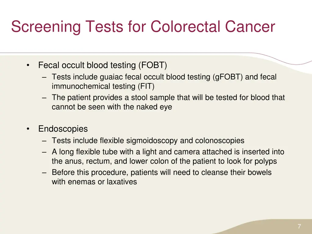 screening tests for colorectal cancer