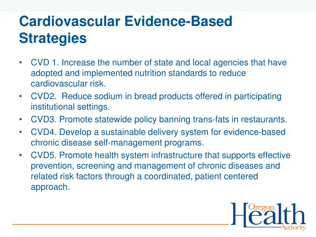 cardiovascular evidence based strategies