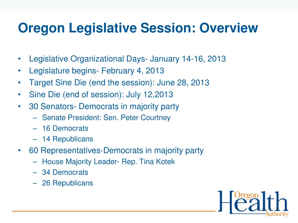 oregon legislative session overview