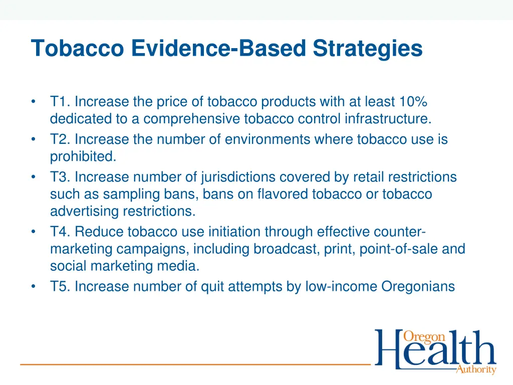 tobacco evidence based strategies