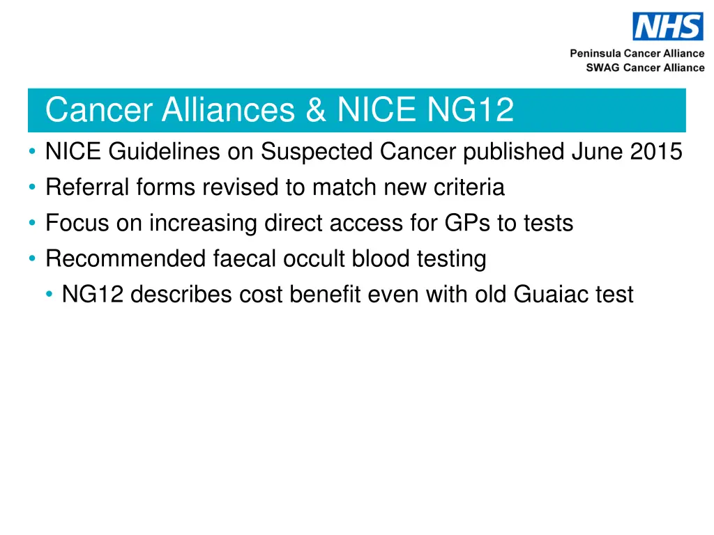 cancer alliances nice ng12 nice guidelines