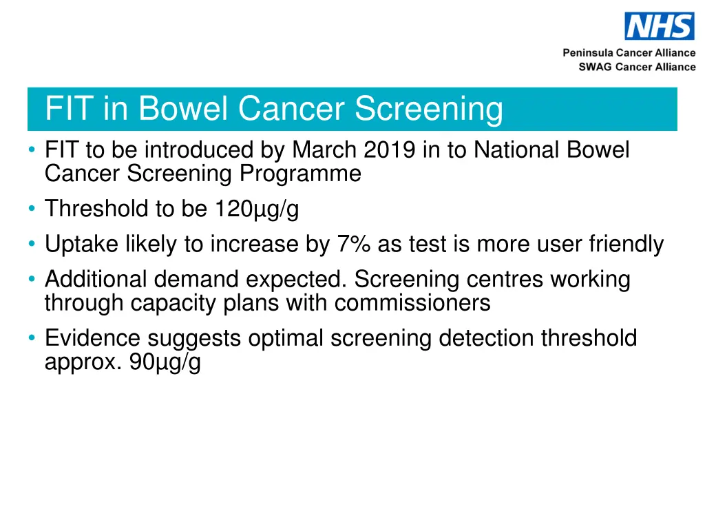 fit in bowel cancer screening