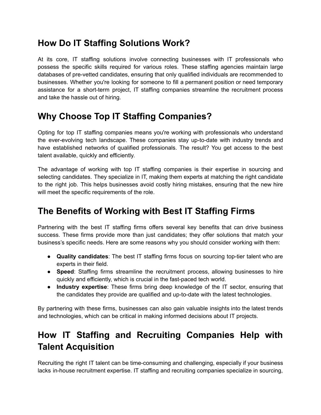 how do it staffing solutions work