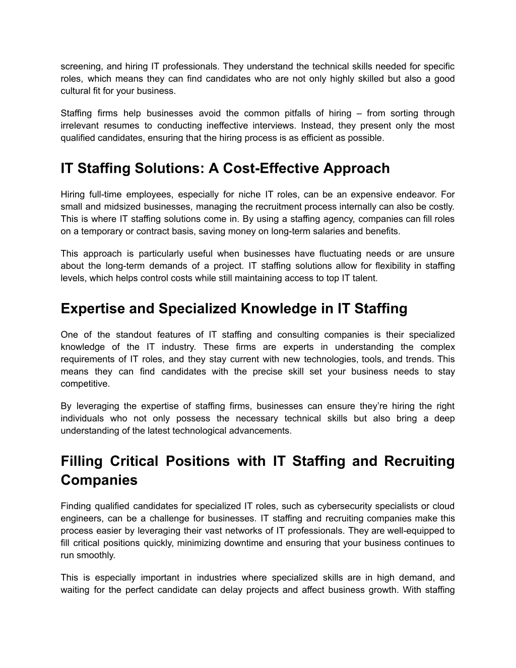 screening and hiring it professionals they