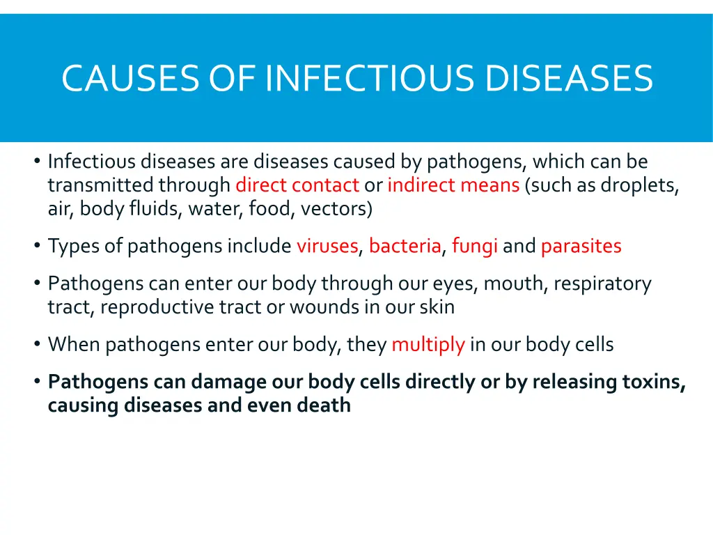 causes of infectious diseases