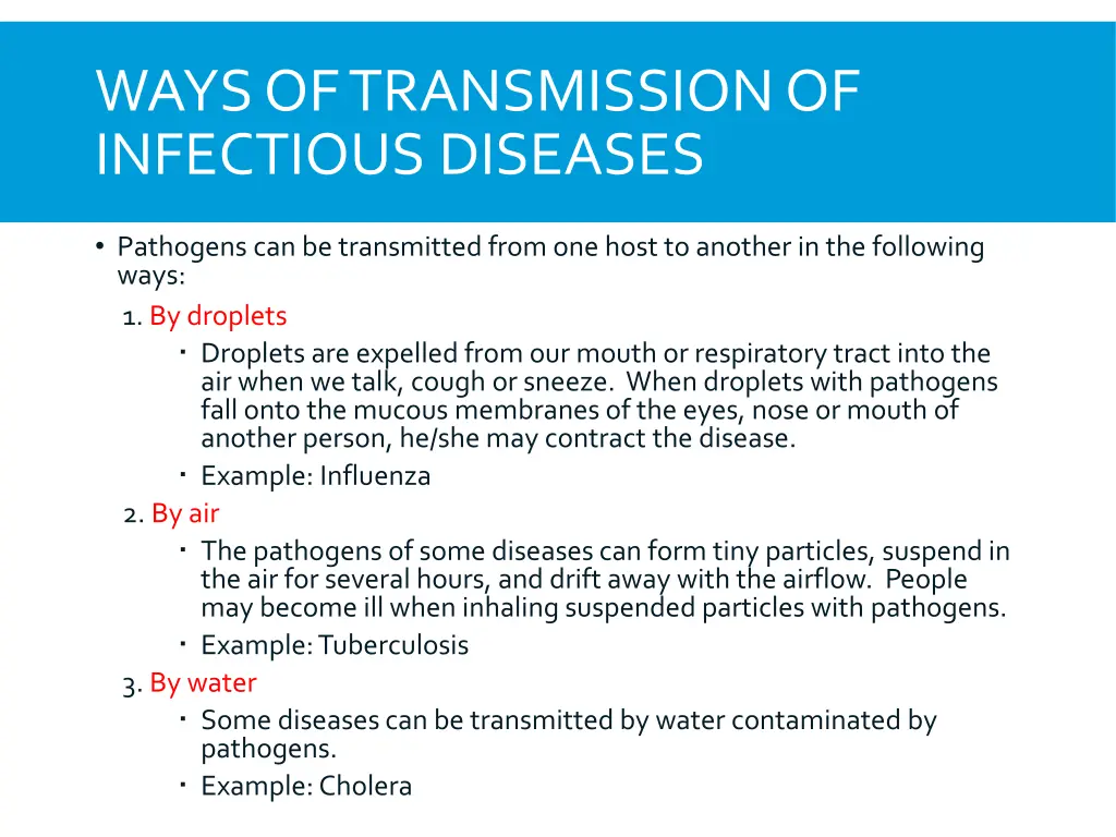 ways of transmission of infectious diseases