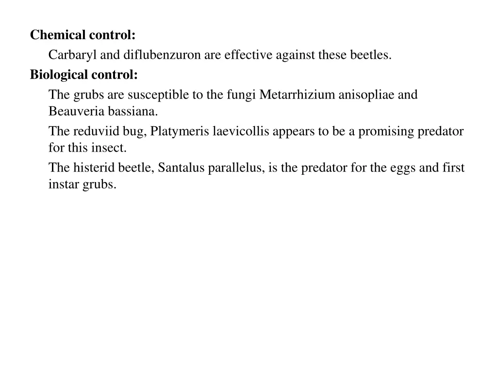 chemical control carbaryl and diflubenzuron