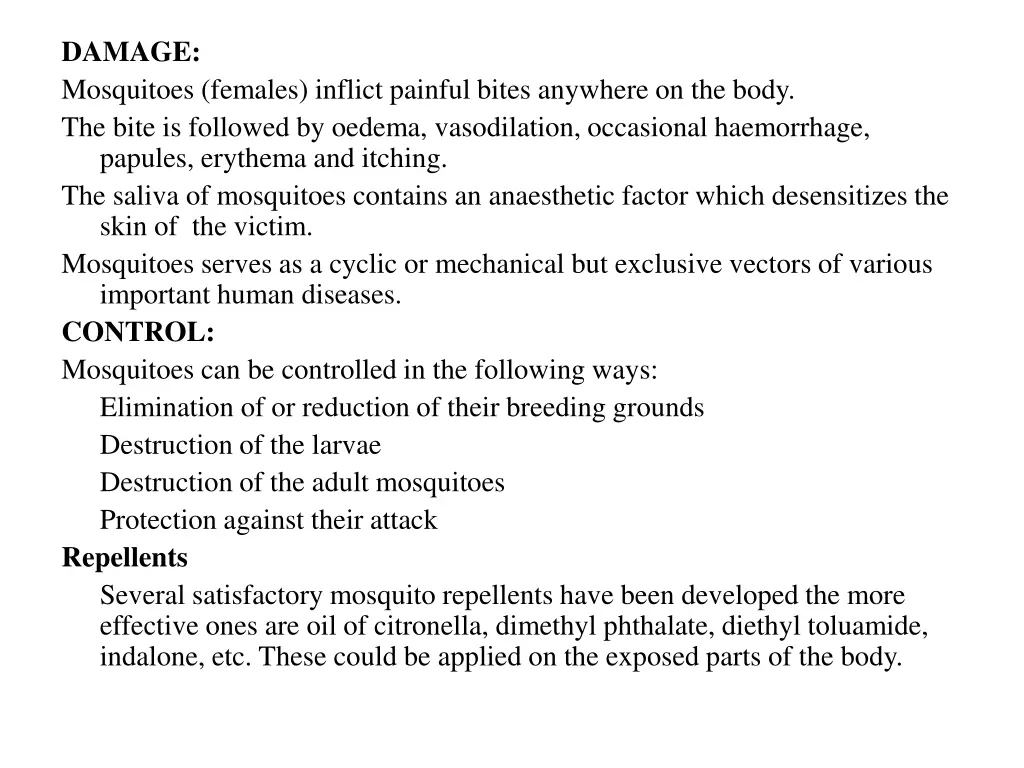 damage mosquitoes females inflict painful bites