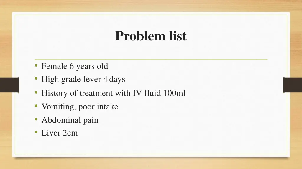 problem list