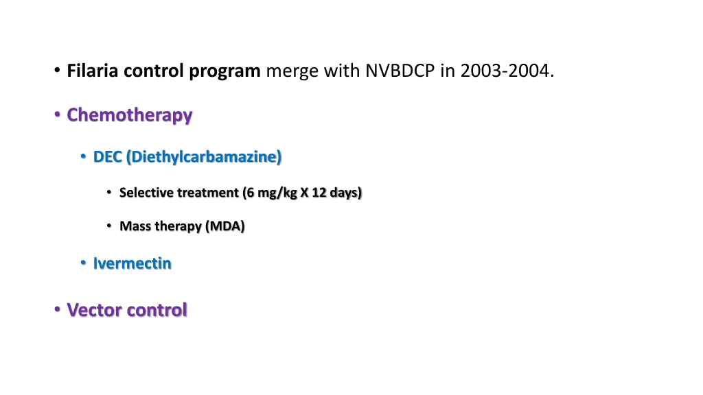 filaria control program merge with nvbdcp in 2003