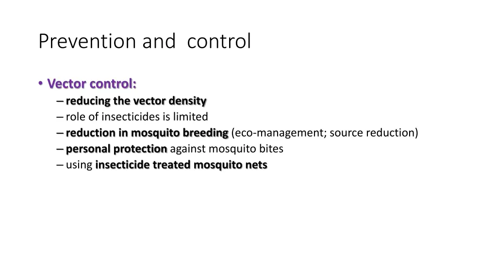 prevention and control