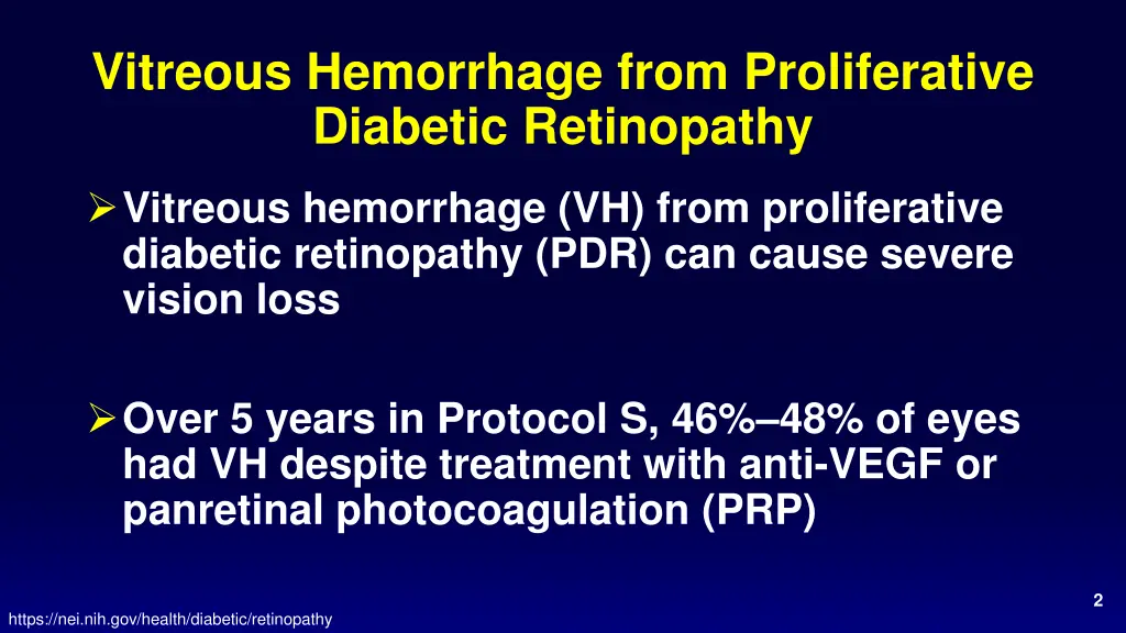 vitreous hemorrhage from proliferative diabetic