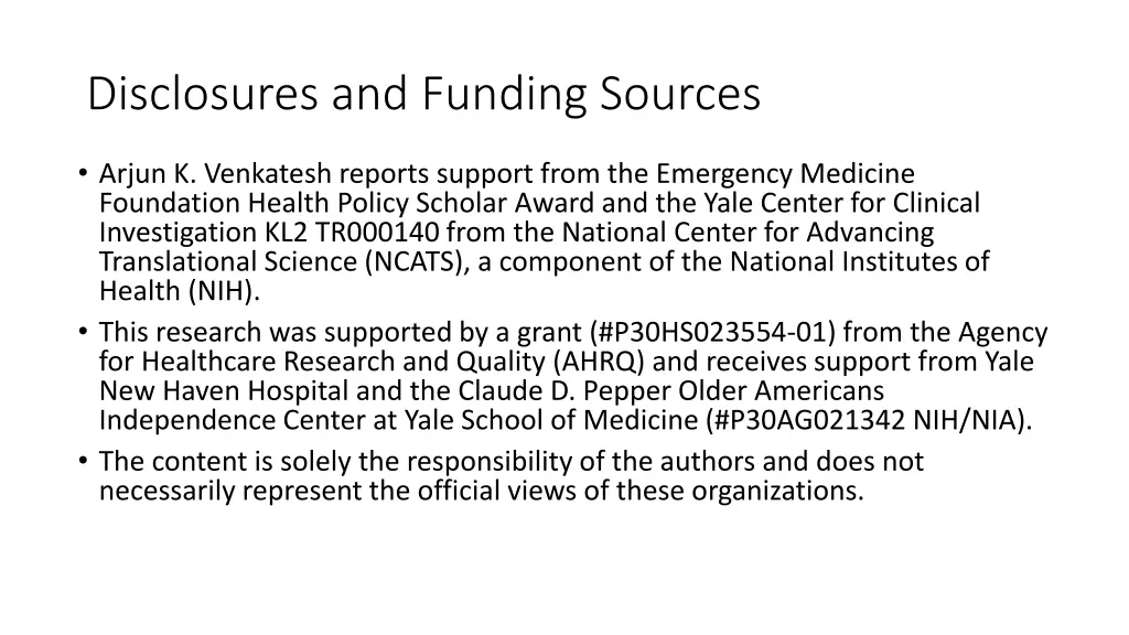 disclosures and funding sources