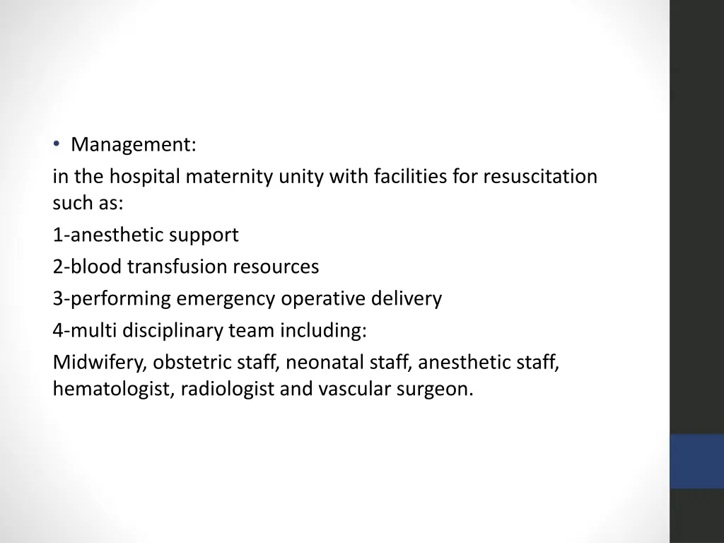 management in the hospital maternity unity with