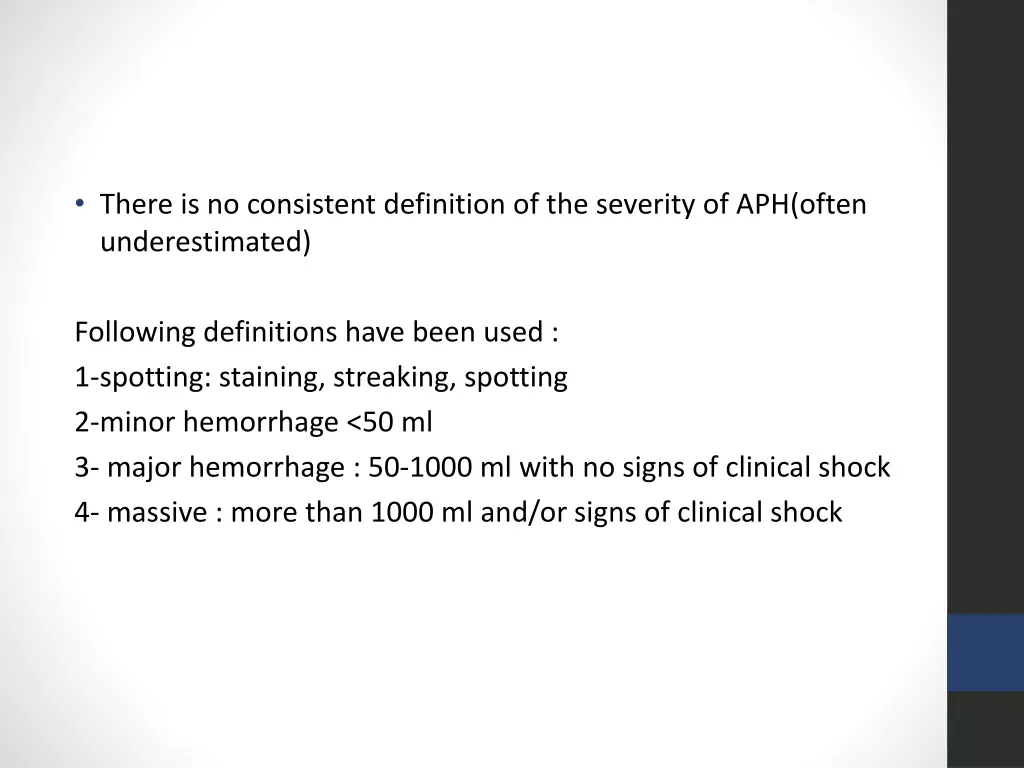 there is no consistent definition of the severity