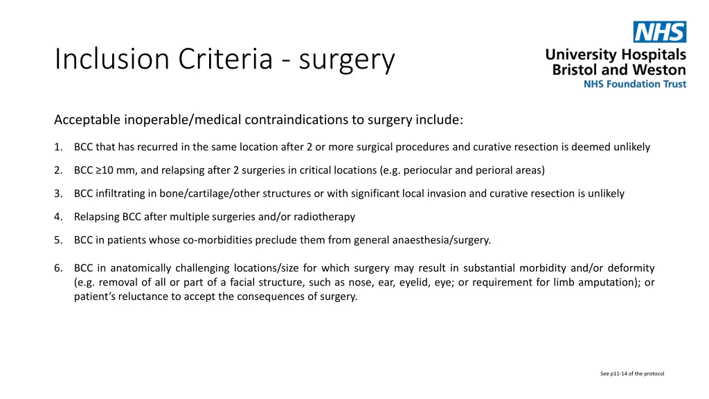 inclusion criteria surgery