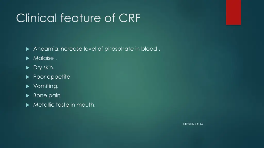 clinical feature of crf