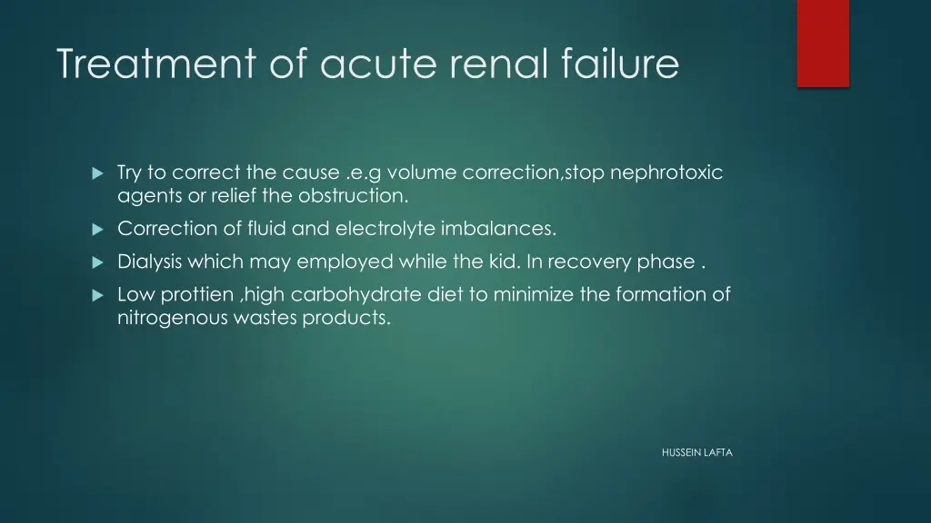 treatment of acute renal failure