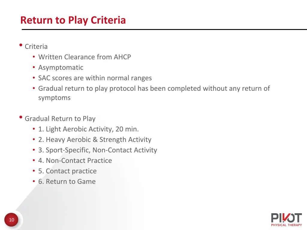 return to play criteria