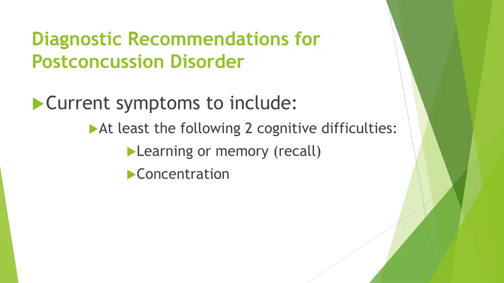 diagnostic recommendations for postconcussion 1