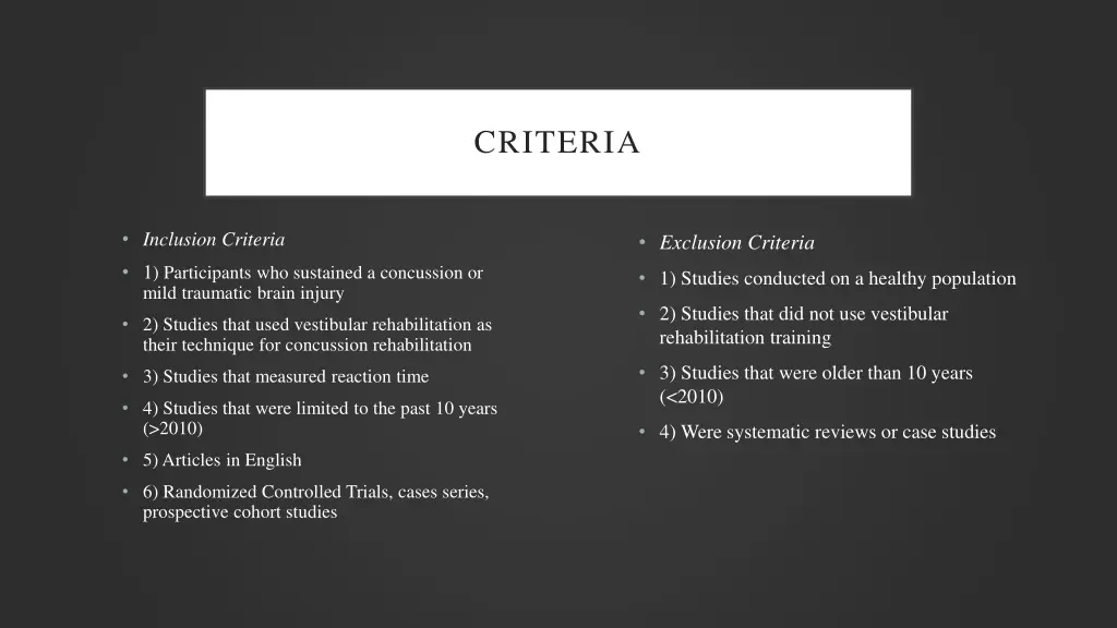 criteria