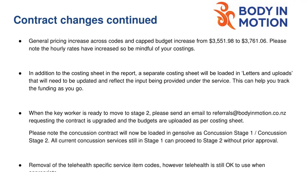 contract changes continued