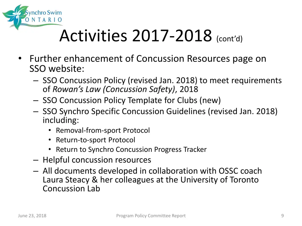 activities 2017 2018 cont d 2