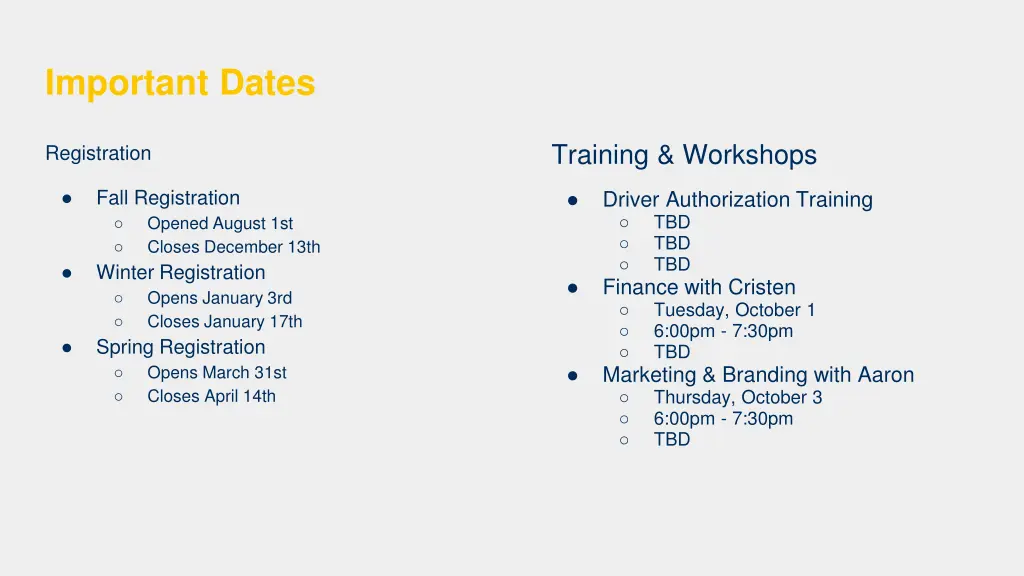 important dates