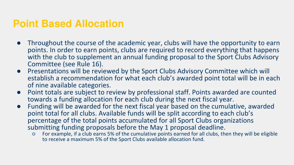 point based allocation 1