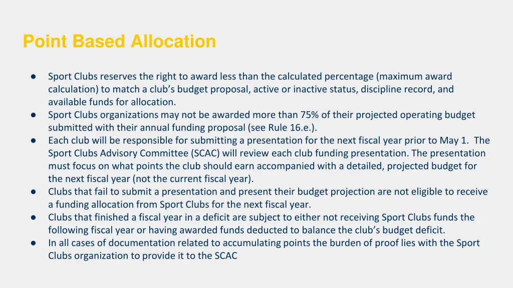 point based allocation 2