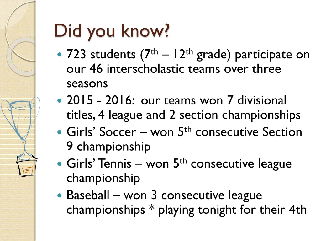 did you know 723 students 7 th 12 th grade