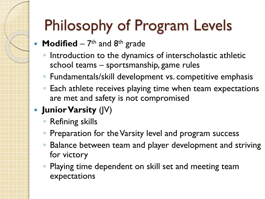 philosophy of program levels
