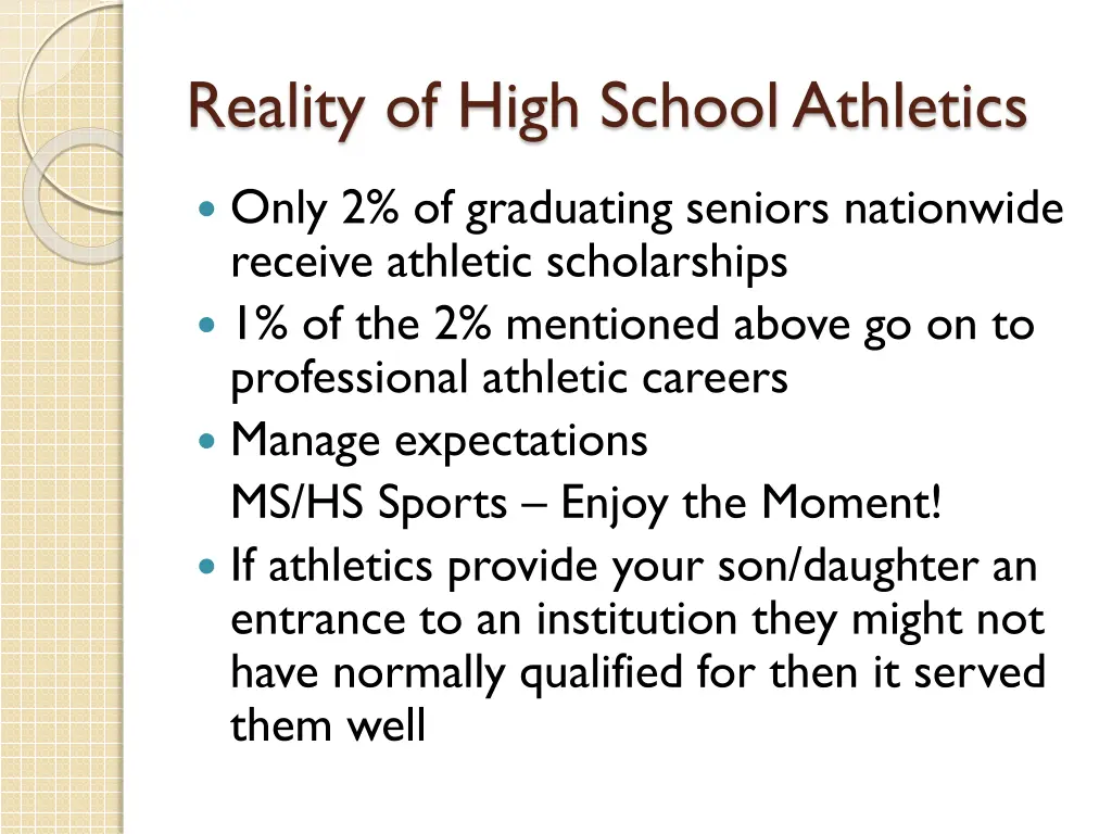 reality of high school athletics