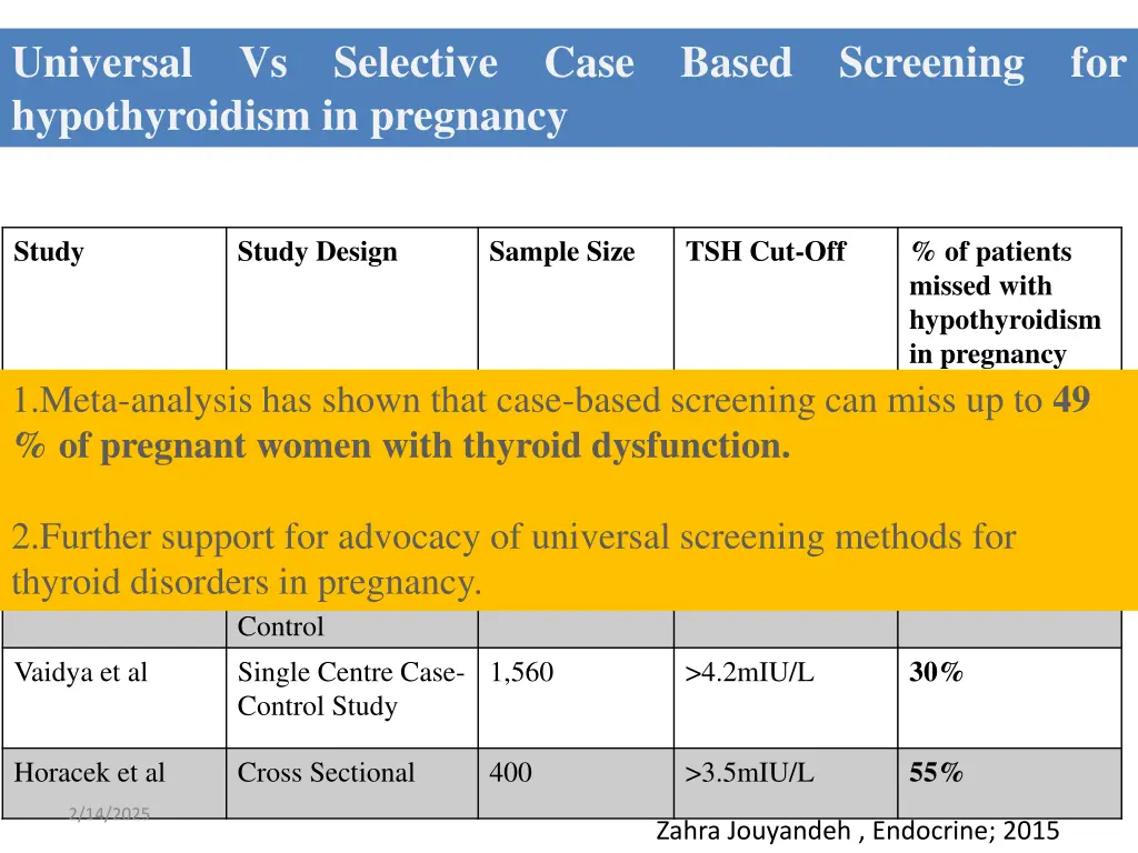 universal vs selective case based screening