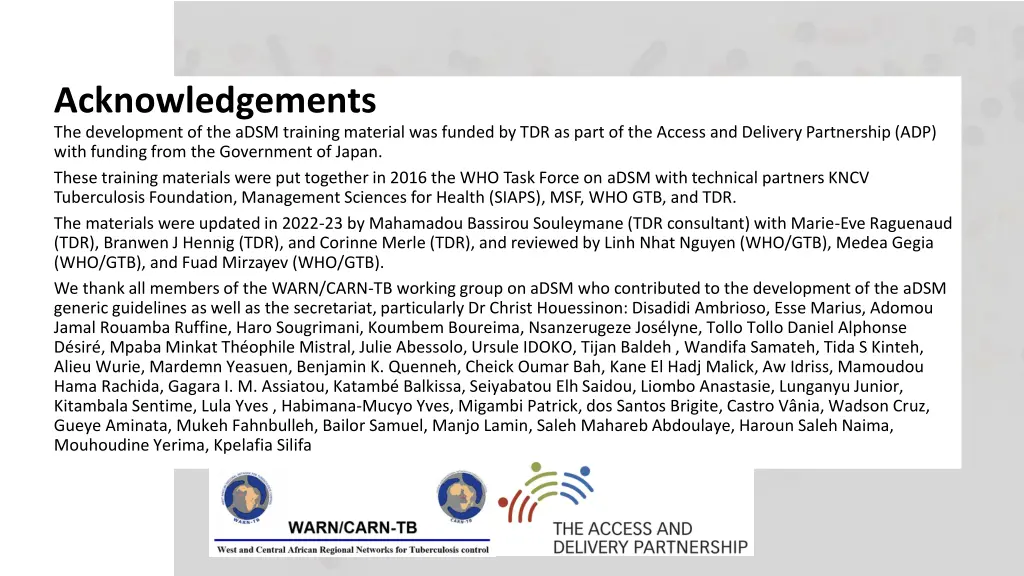 acknowledgements the development of the adsm