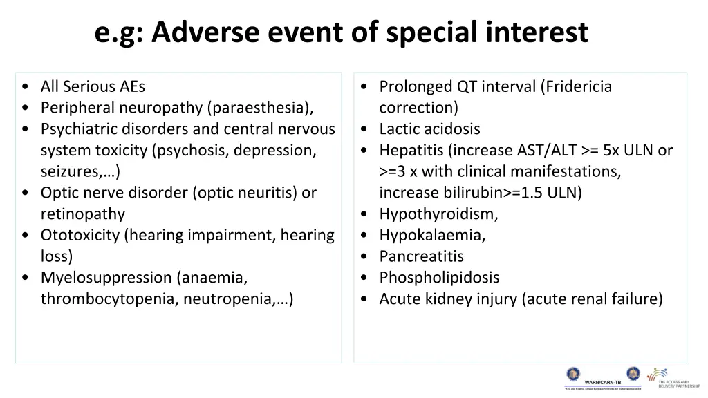 e g adverse event of special interest