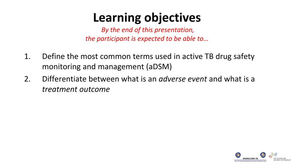 learning objectives by the end of this