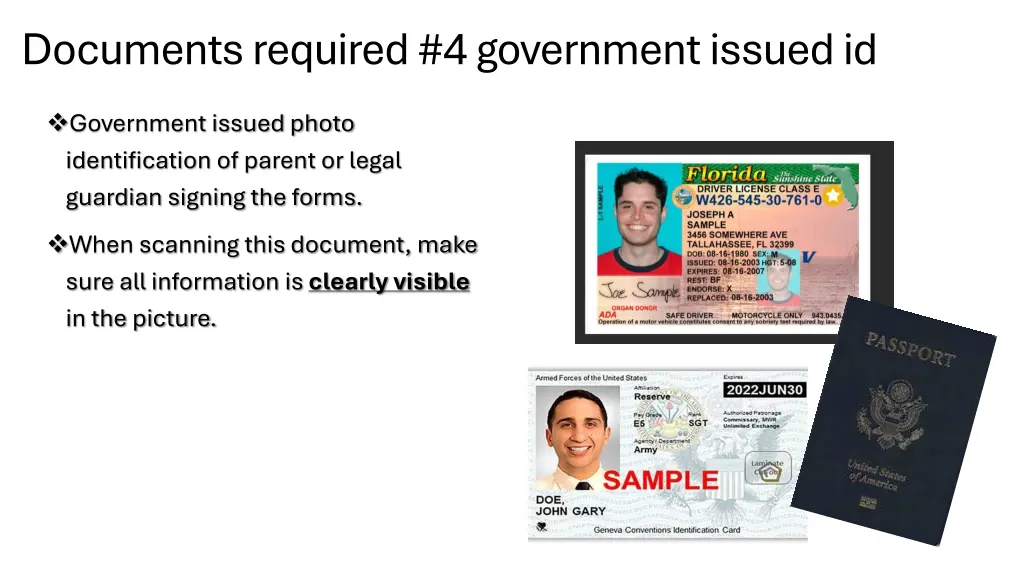documents required 4 government issued id