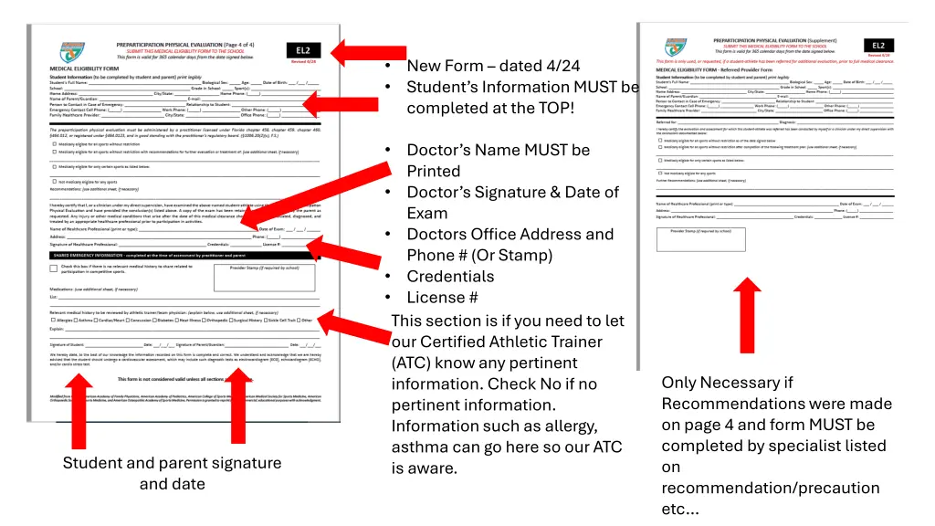 new form dated 4 24 student s information must