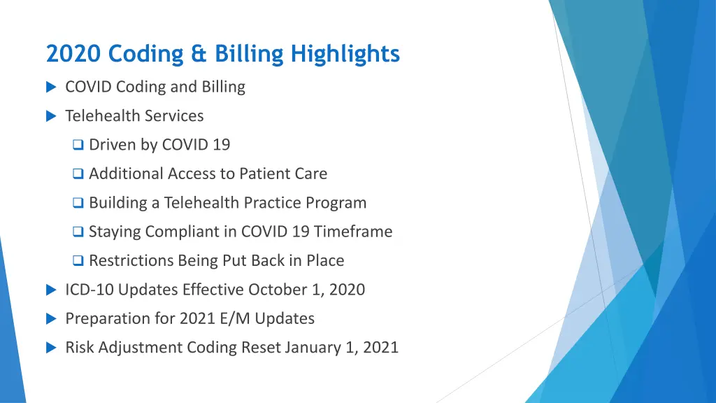 2020 coding billing highlights