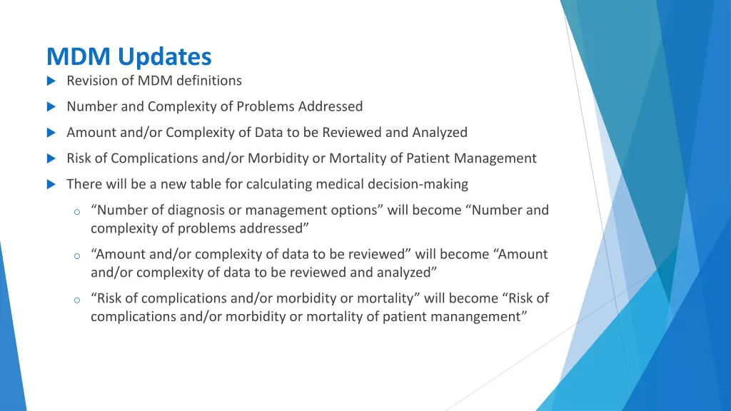 mdm updates revision of mdm definitions