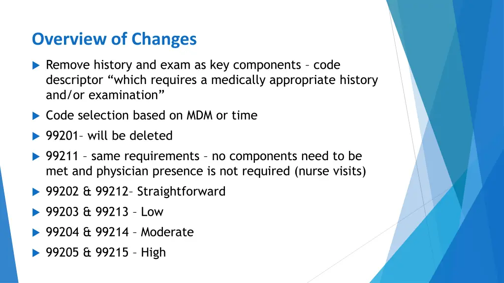 overview of changes