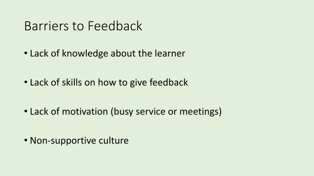 barriers to feedback